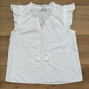 Vineyard Vines White Gauze Ruffled Top